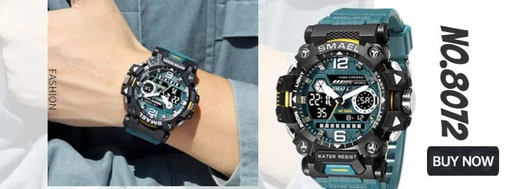 Montre Homme Digital Rectangle 8116 Double Fuseau – Sport Étanche 50M Électronique 2025