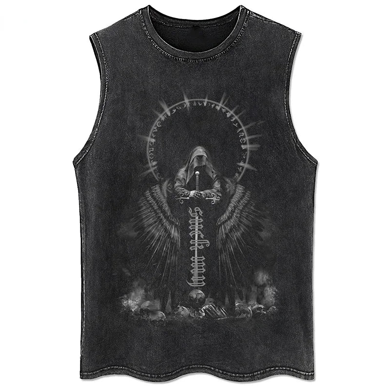 Débardeur Unisexe Y2K 100% Coton Vintage Noir Hip Hop Punk Rock Sans Manches Gothic Goth Vest Alternatif Tendance – Débardeur Y2K Premium Vintage Goth | Mode Unisexe Y2K Alternatif Premium