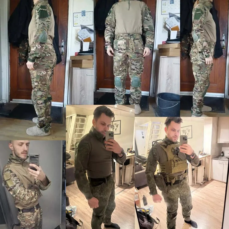 Tenue Tactique Homme Vert Outdoor Uniforme Militaire Chemise Chasse Pantalon Cargo Paintball Ensemble Résistant – Survie Airsoft | Mode Homme Tactical