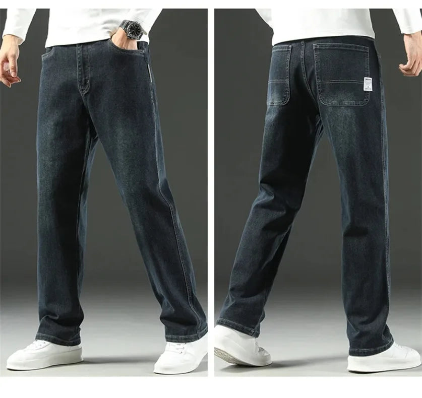 Herren Loose Straight Weites Bein Business Casual Bequem Vielseitig Frühling Herbst Elegant Zeitlos Fashion – Premium Wide Leg Business Casual Straight Jeans | Herren Denim Business Premium Mode
