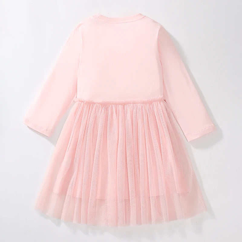 Robe Fille Manches Longues Coton Imprimé Danseuse Ballet – Tenue Automne Enfant 2-7 Ans