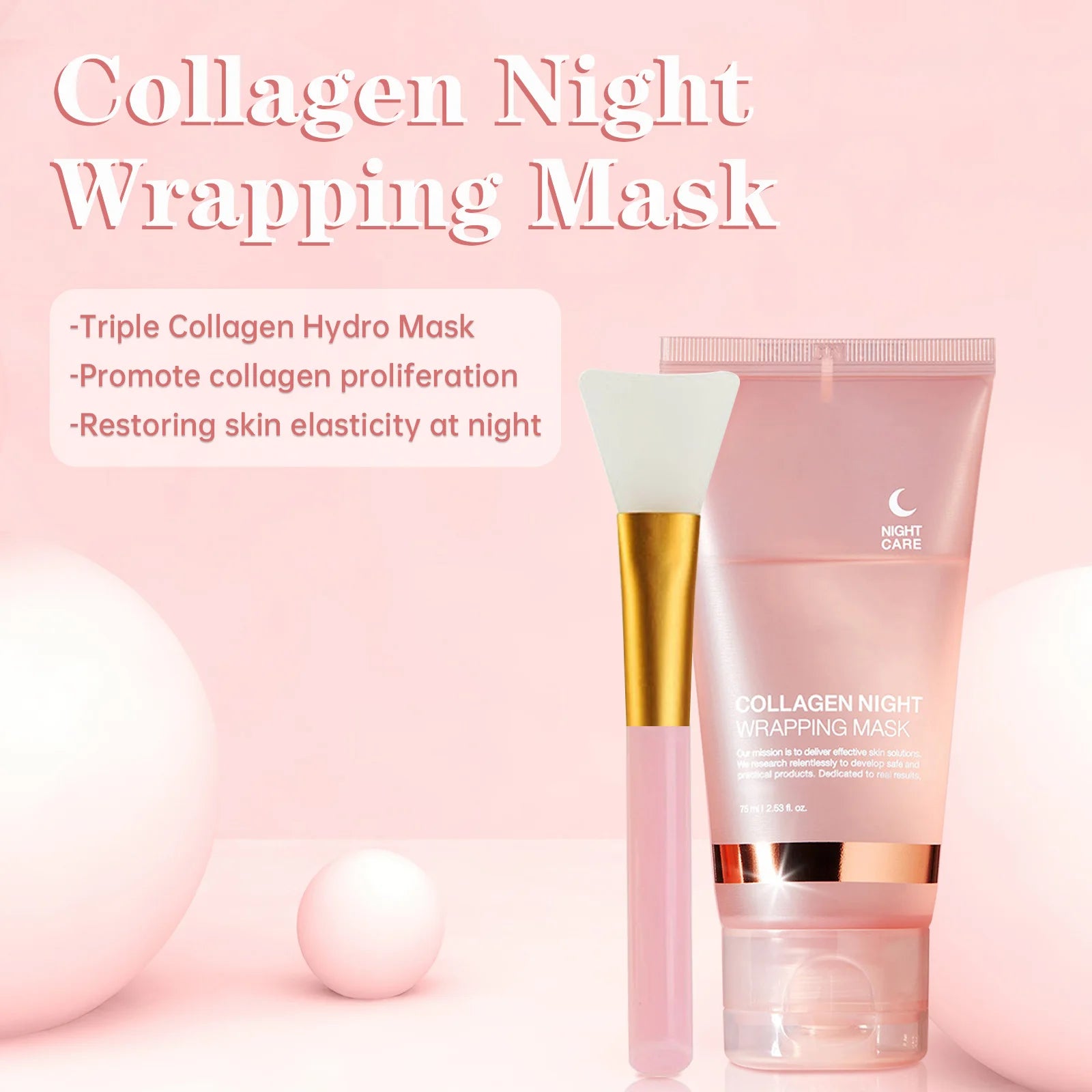 Masque Nuit au Collagène Hydrolysé 75ml – Fermeté, Hydratation & Éclat | Anti-Relâchement & Teint Terne