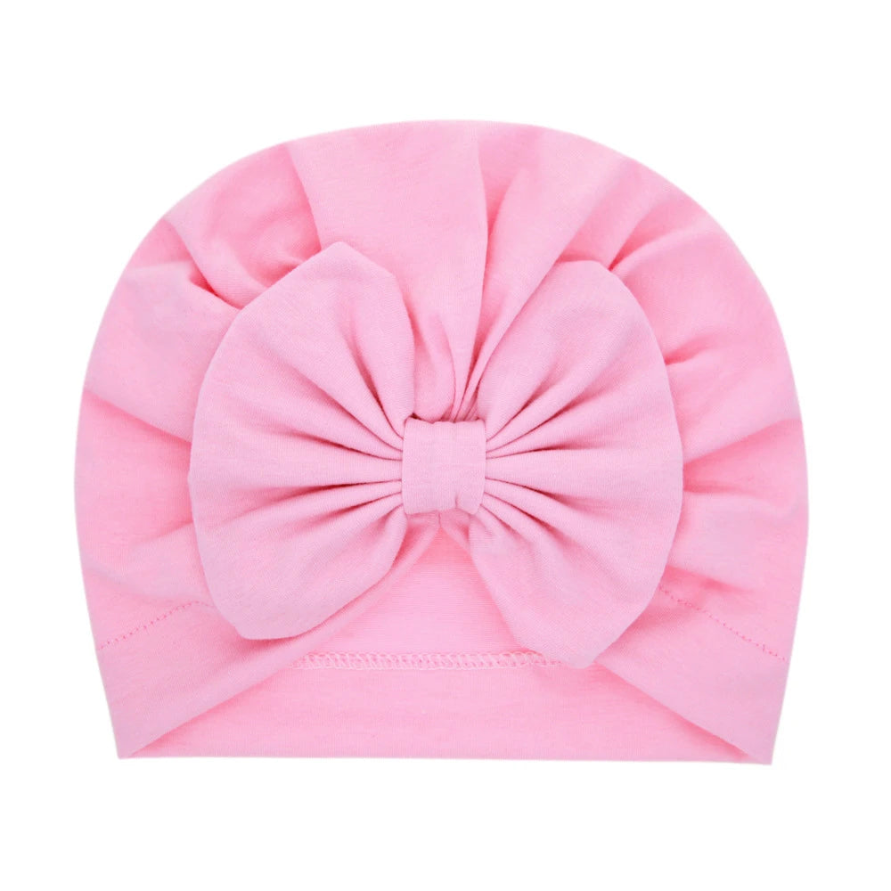 Bonnet Turban Bébé Fille Nœud Doux – Chapeau Nouveau-Né Toddler Printemps Automne