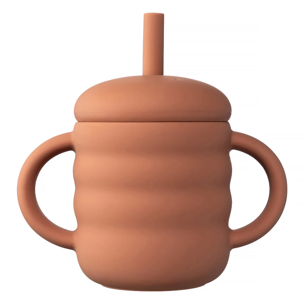 Baby-Silikonbecher mit Strohhalm – Auslaufsichere Lerntasse, tragbar, für Kinder-Snacks