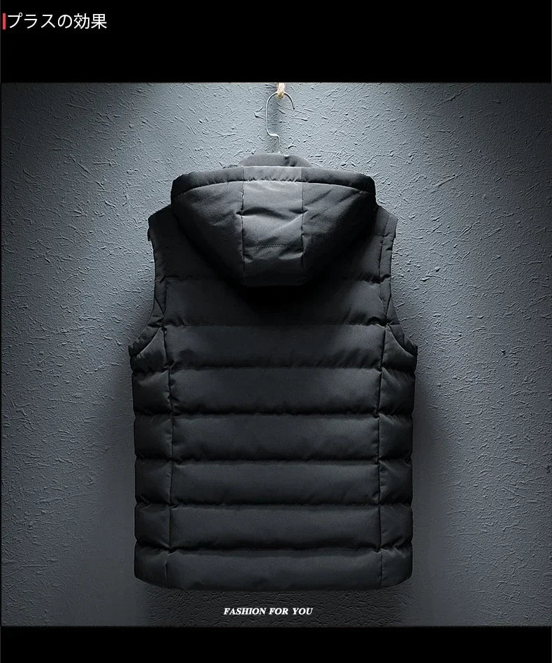 Gilet Homme Matelassé Coton À Capuche Zip – Sans Manches Casual Chaud Grande Taille Jusqu'au 6XL | Mode Homme Premium