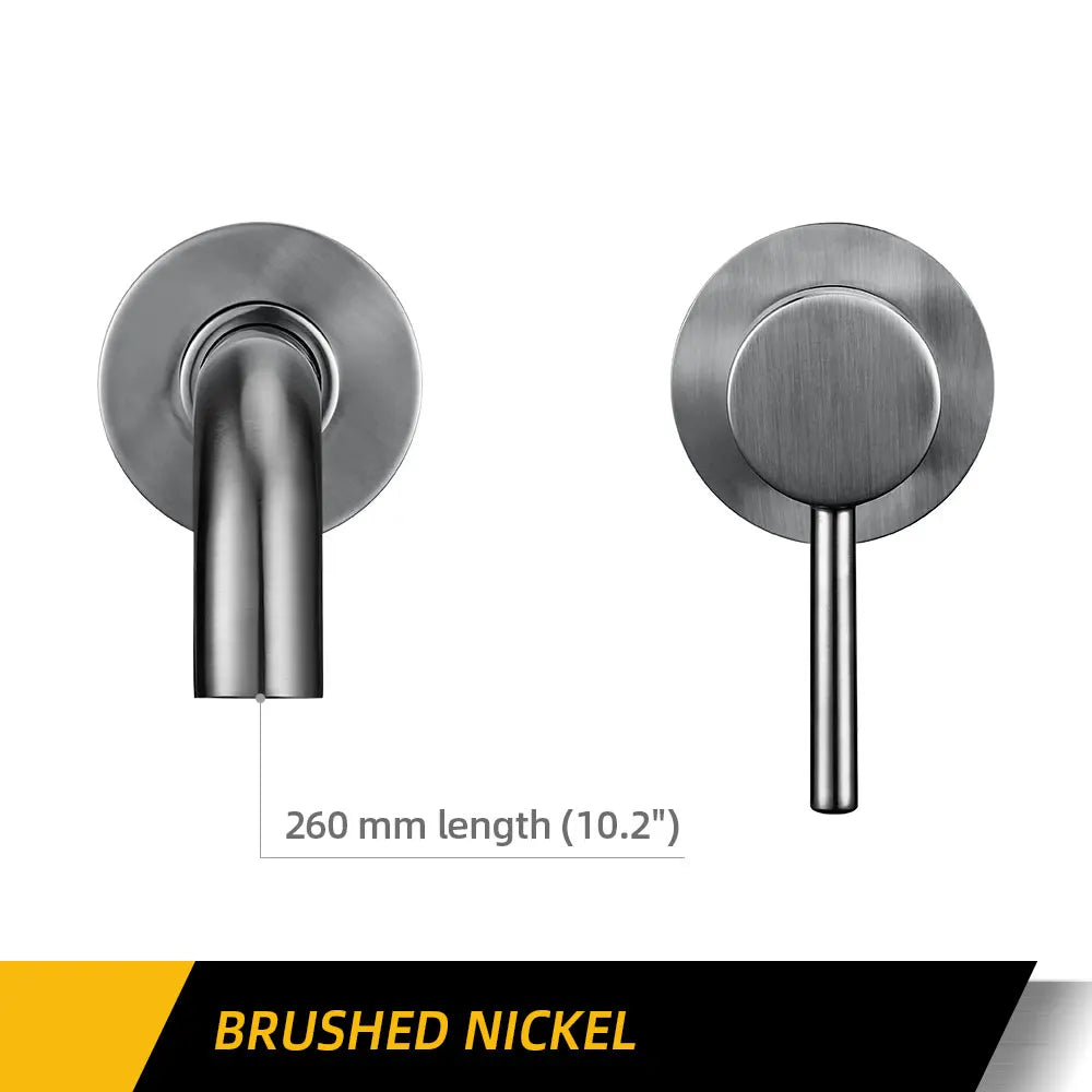 Robinet Lavabo Mural Noir Mat Mono-Commande – Bec 150/210/260mm au Choix | Mitigeur Encastré Salle de Bain