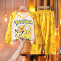 Pyjama Enfant Cartoon Pikachu – Ensemble 2 Pièces Manches Longues Garçon Fille 3-13 Ans