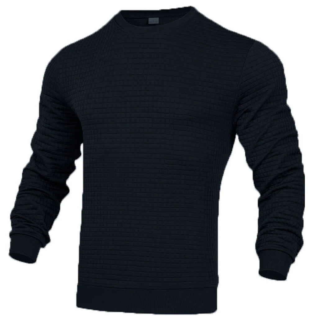Hoodie Homme Col Rond Jacquard Carreaux Waffle Texture Fashion Casual Chaud Tendance Streetwear – Sweat À Capuche Motif Carreaux Premium | Mode Homme Streetwear Premium