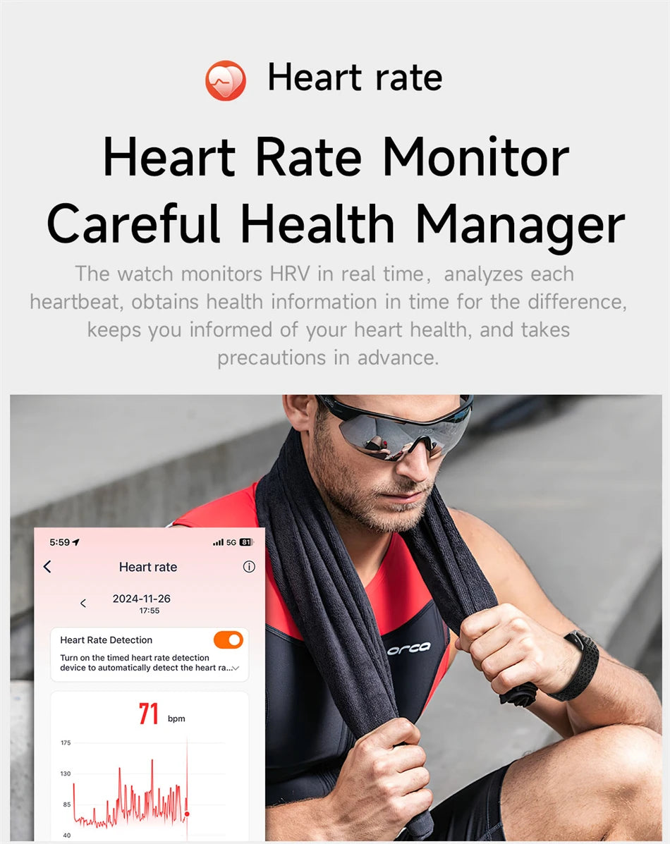 Bracelet Connecté Sport & Santé – Suivi Continu 24h/24 | Sommeil, Stress & Multi-Sport | Monitoring Santé Automatique