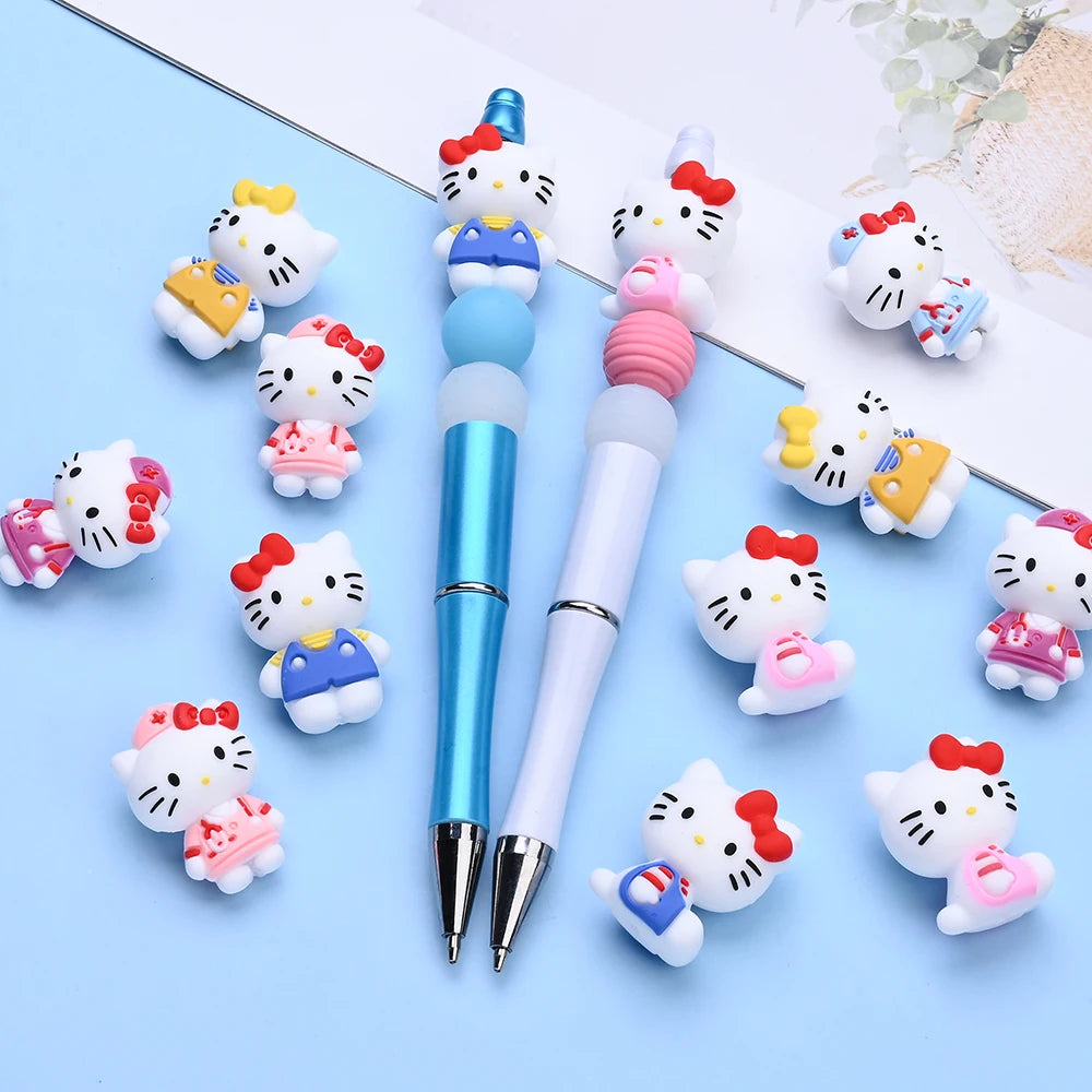 7 Perles Silicone 3D Thème Sanrio Hello Kitty – Perles Focus DIY Colliers Bracelets Attache-Tétine