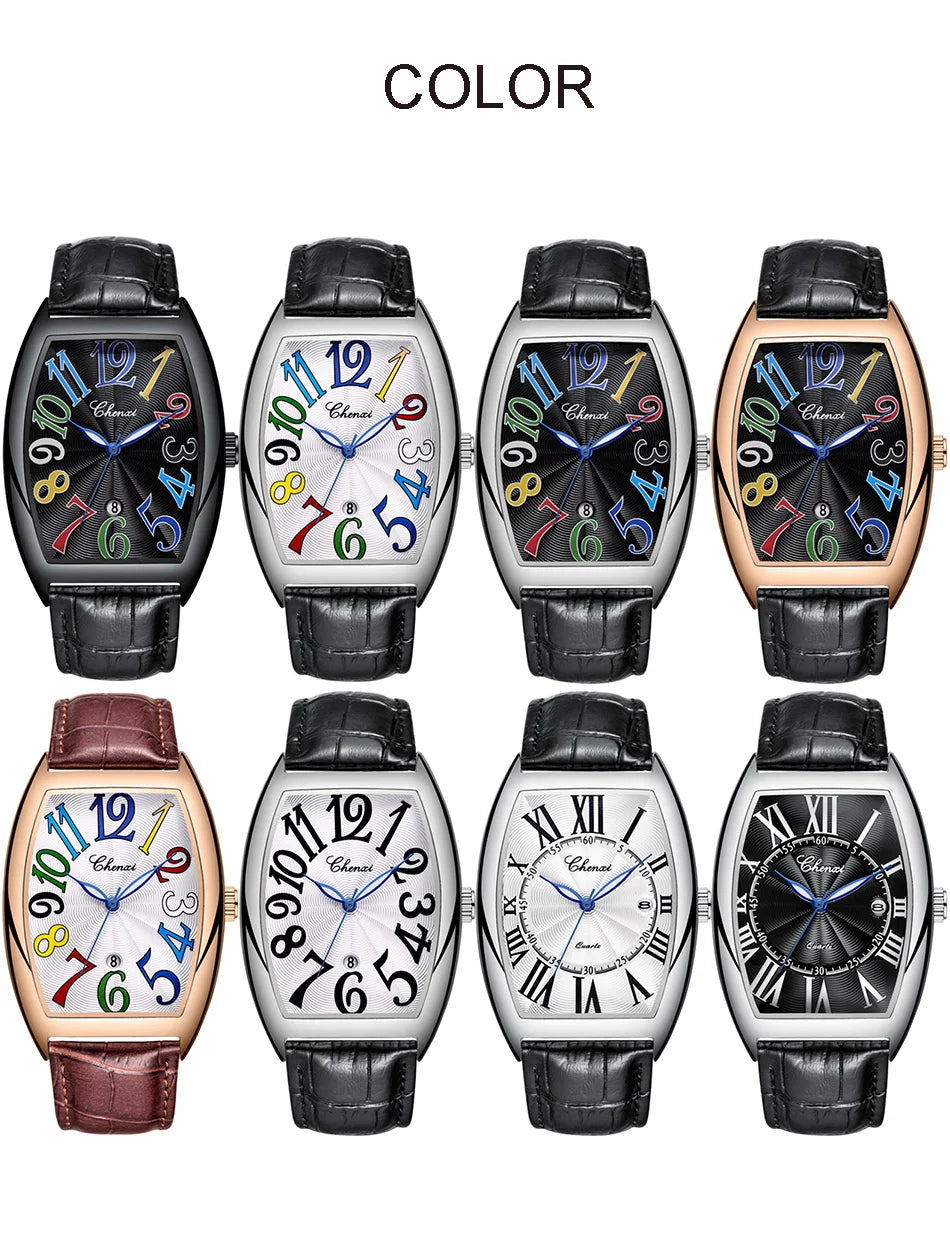 Montre Homme Bracelet Cuir Luxe Fashion Lumineux Quartz Calendrier Étanche Élégante Intemporelle | Montre Homme Cuir Luxe Fashion Lumineux Premium