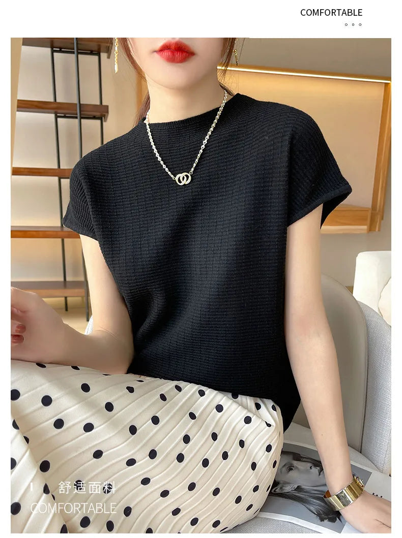 T-Shirt Femme Oversize Col Rond Uni Manches Courtes Doux Casual – Tee Mode Été Confortable | Basique Chic