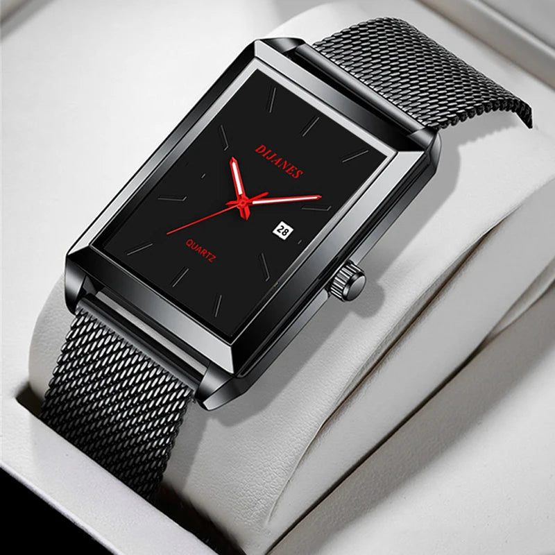Montre Homme Minimaliste Ultra-Slim Quartz – Bracelet Maille Acier Business Casual Léger