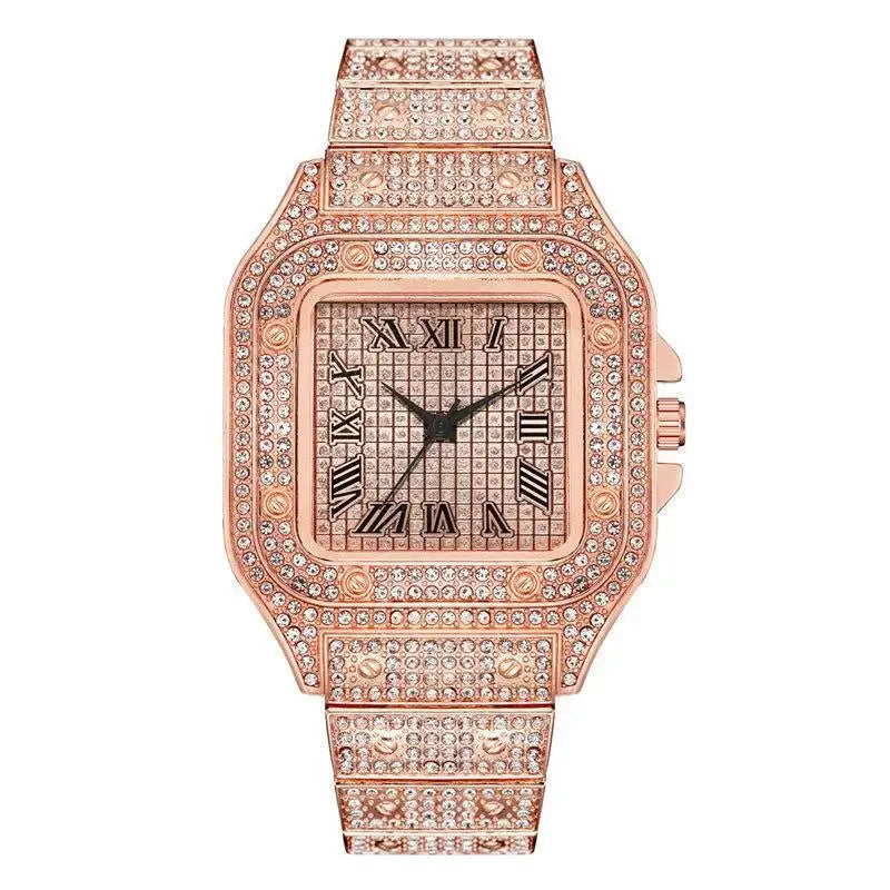 Montre Unisexe Luxe Diamant Strass Bracelet Doré – Fashion Glamour Homme & Femme 2024