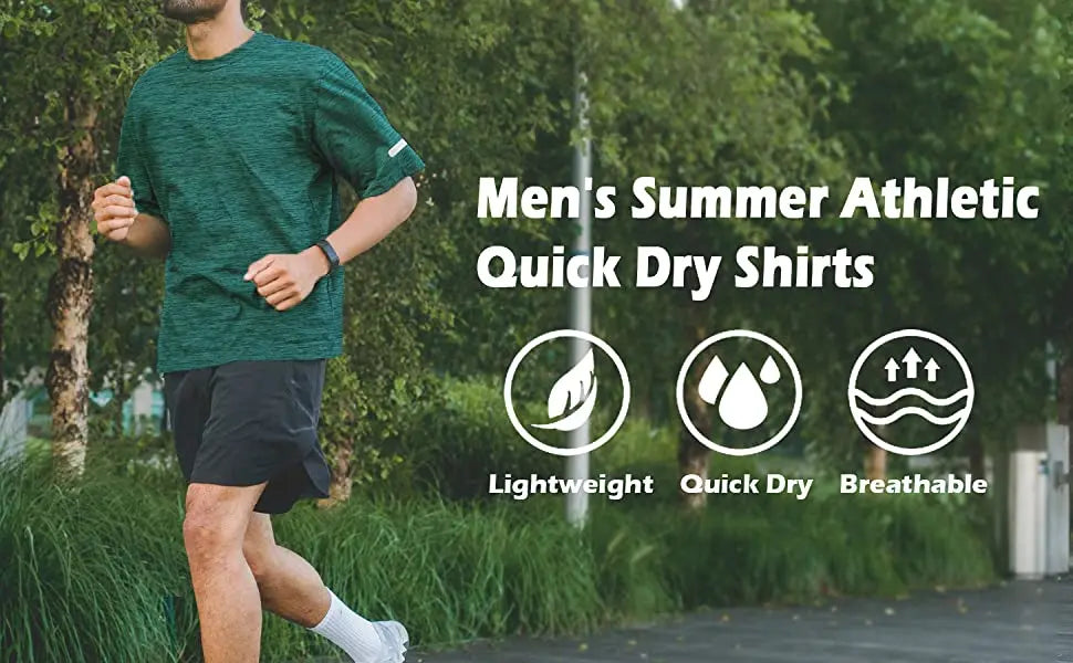 TACVASEN Quick Dry Summer T-shirts Mens Running Jogging T-shirts Crew Neck Athlete Sports Gym Fitness Pullover Reflective Shirts