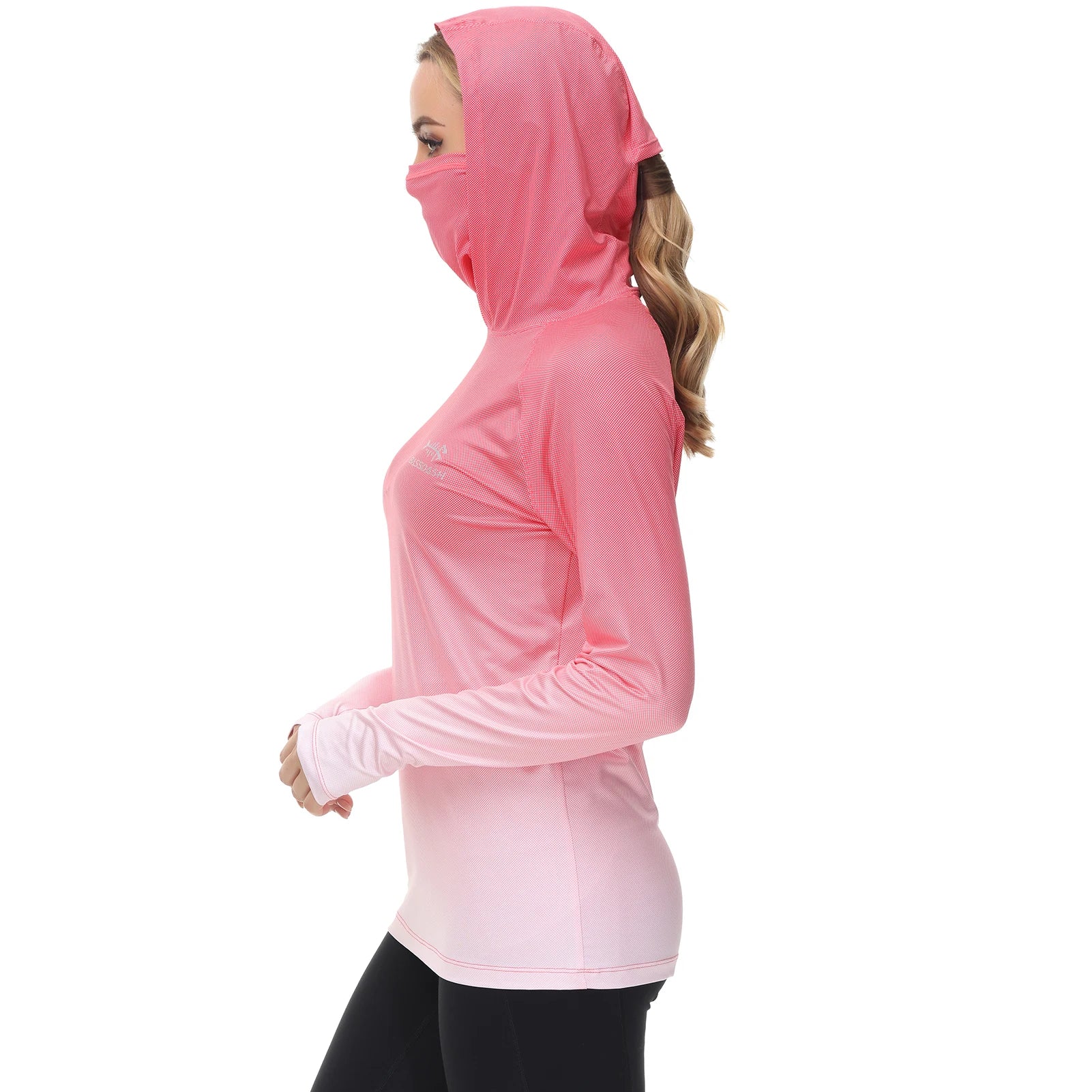 Bassdash Hoodie Anti-UV UPF 50+ Femme – Cache-Visage Intégré & Pouces | Séchage Rapide & Respirant | Pêche, Randonnée & Vélo