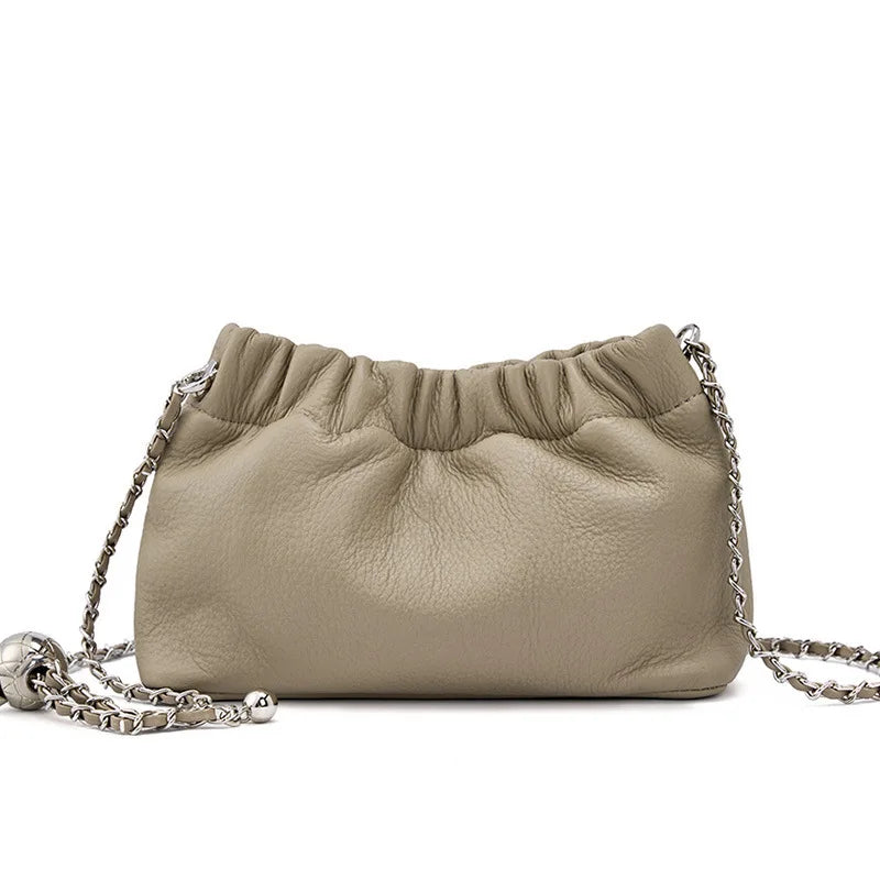 Sac Nuage Cuir Véritable Femme – Mini Sac Épaule Crossbody Chaîne Style Coréen Luxe