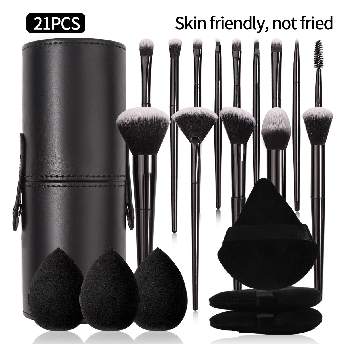 Set Pinceaux Maquillage Noir Professionnel Ultra-Doux – Blush, Fond de Teint, Correcteur & Fards à Paupières | Accessoire Beauté Femme