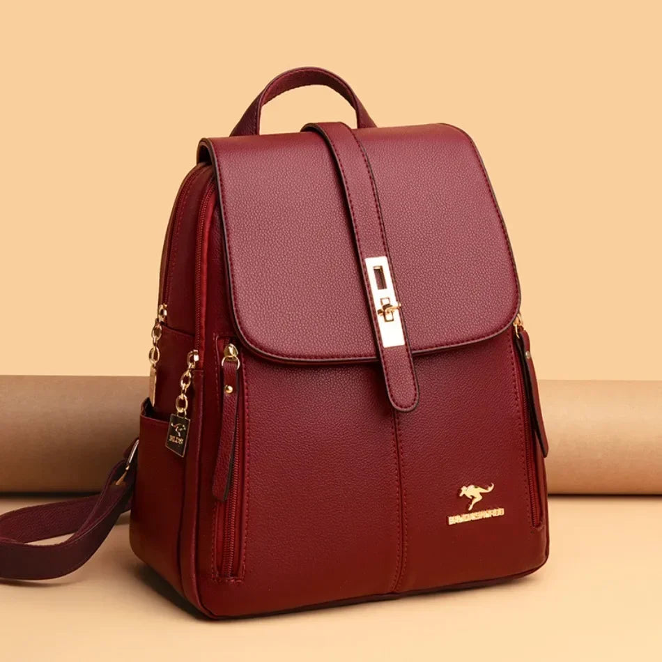 Damen Rucksack Leder Vintage Großes Fassungsvermögen – Schulrucksack Reise Daypack Schick