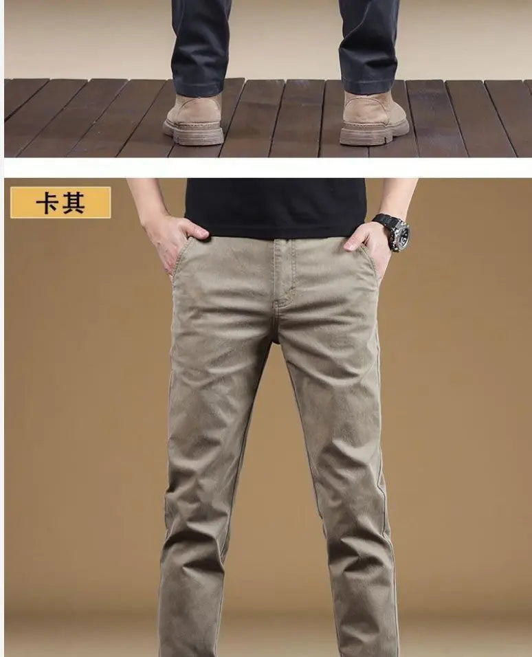 Pantalon Homme Coton Léger Été – Slim Droit Élastique Business Casual Polyvalent | Mode Homme Premium