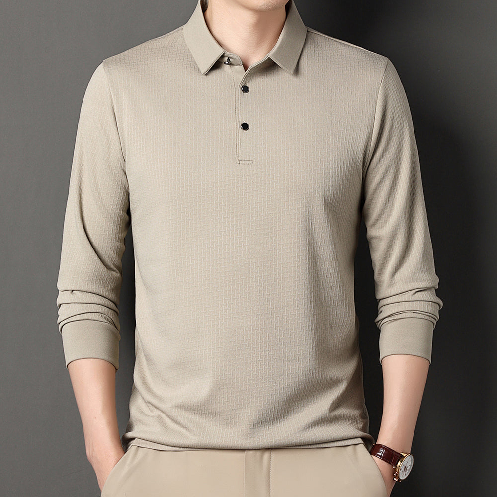Polo Homme Manches Longues Ajourné Respirant Business Fashion Golf Élégant Grande Taille 4XL Intemporel Confortable – Polo Ajourné Premium Manches Longues Golf | Mode Homme Business Golf Premium