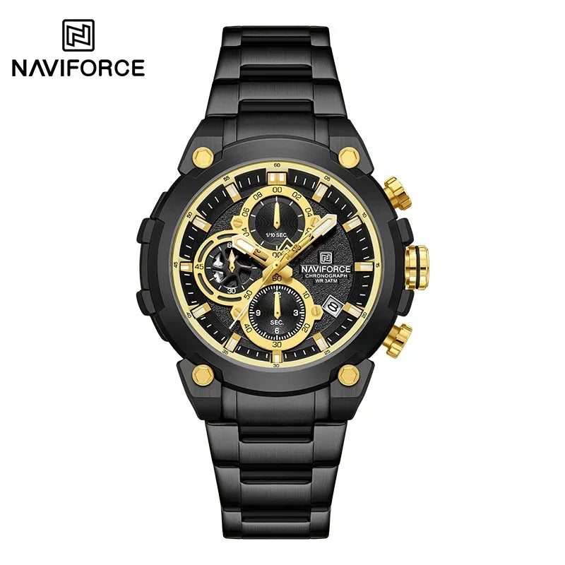 Montre Homme NAVIFORCE Chronographe Sport Militaire Calendrier Quartz – Étanche Fashion