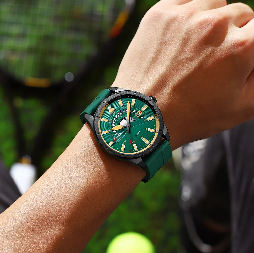 Montre Homme CURREN 8421 Quartz Fashion Calendrier Étanche Bracelet Silicone Sport Casual Business Élégante | Montre CURREN 8421 Quartz Sport Premium