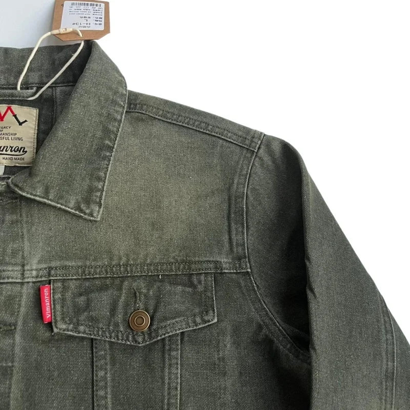 Vintage Jeansjacke Baumwolle 100% Herren Loose – Denim Americana Frühling Herbst