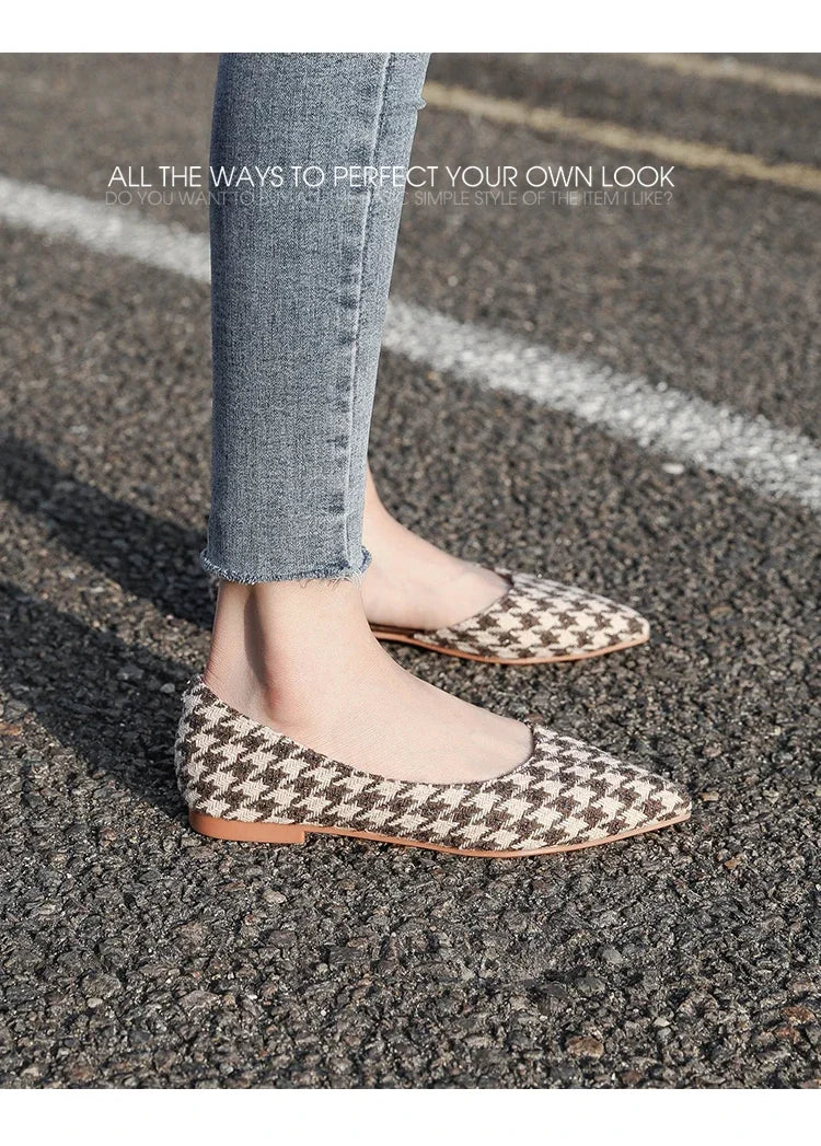 Ballerines Bout Pointu Flock Slip-on 2025 – Talon Plat Couleur Unie Tailles 31 à 46