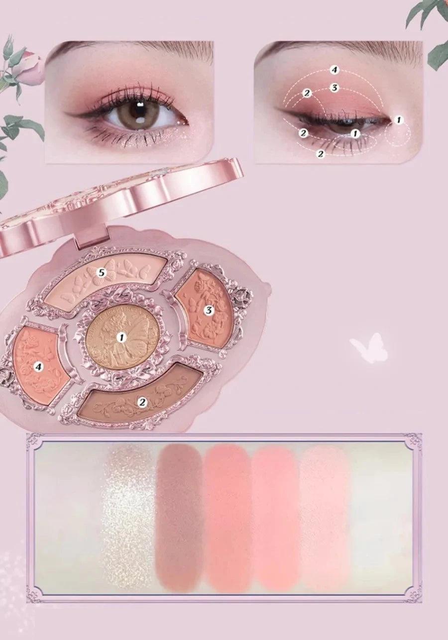 Palette Fards à Paupières Flower Knows Swan Ballet – 6 Teintes Mat, Shimmer & Nacré | Glitter