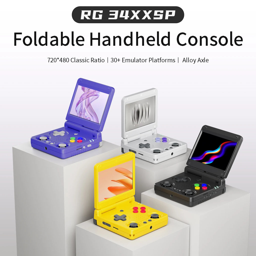 Anbernic RG34XXSP Console de Jeu Portable Flip Rétro – Écran IPS 3.4'' Linux 64-bit | PSP & Jeux Rétro | Cadeau Gaming