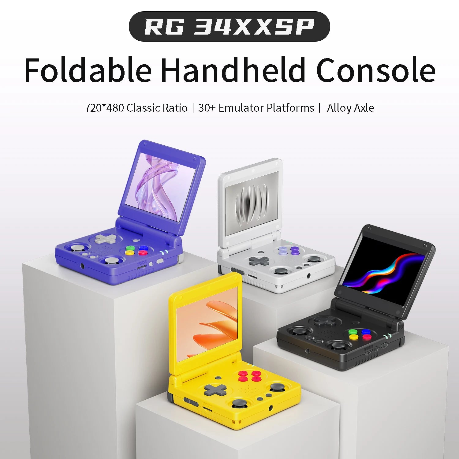 Anbernic RG34XXSP Console de Jeu Portable Flip Rétro – Écran IPS 3.4'' Linux 64-bit | PSP & Jeux Rétro | Cadeau Gaming