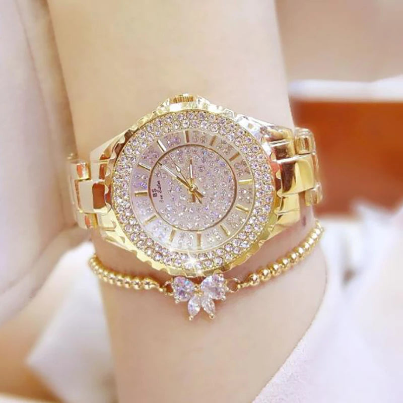 Montre Femme Or Bracelet Dress Luxe 2025 – Acier Complet Élégante Fashion Top Brand