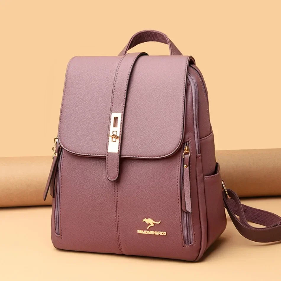 Damen Rucksack Leder Vintage Großes Fassungsvermögen – Schulrucksack Reise Daypack Schick