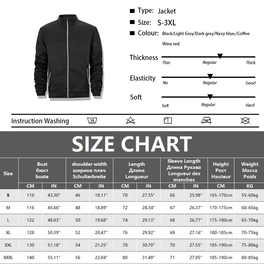 Veste Sweat Homme Zippée Intégrale Col Montant Coupe-Vent Chaud Casual Outdoor Automne Hiver Confortable Élégante Intemporelle – Veste Sweat Premium Zippée Col Montant | Mode Homme Outdoor Automne Hiver Premium