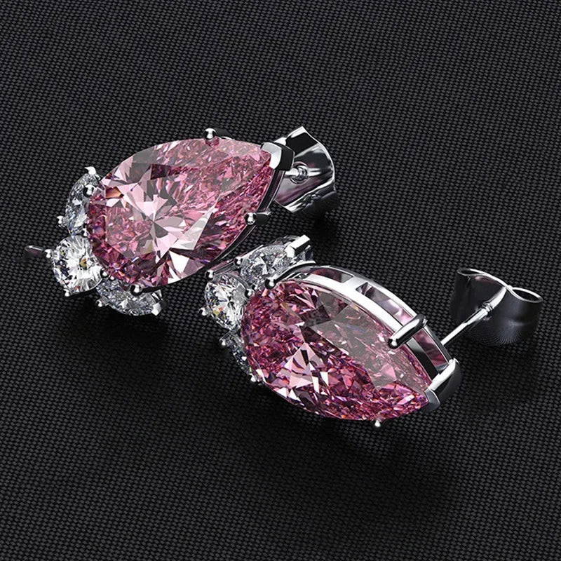 Boucles d'Oreilles Zircon Rose Korean Silver 2026 – Clous Luxe Fashion Bijou Cadeau Femme