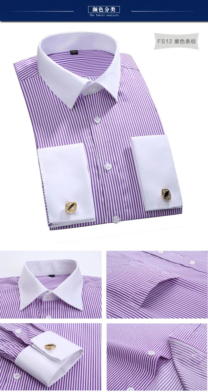 Chemise Homme Classique Poignets Français Manches Longues Coupe Standard – Formelle Business Mariage Bureau Blanche Élégante | Mode Homme Premium