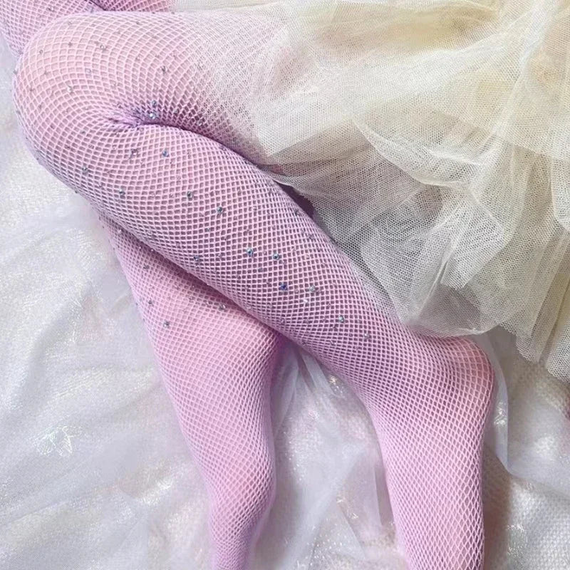 Strass-Netzstrumpfhose für Mädchen – Elastische Netzstrümpfe für Kinder, Damenmode, Trend