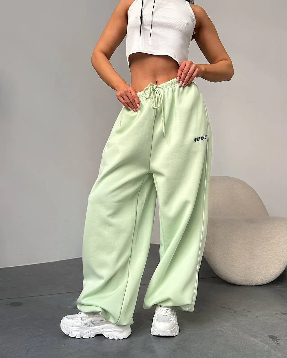 Pantalon Large Rayures Femme Retro Américain Baggy Jogger – Coupe Droite Casual Streetwear | Printemps Automne