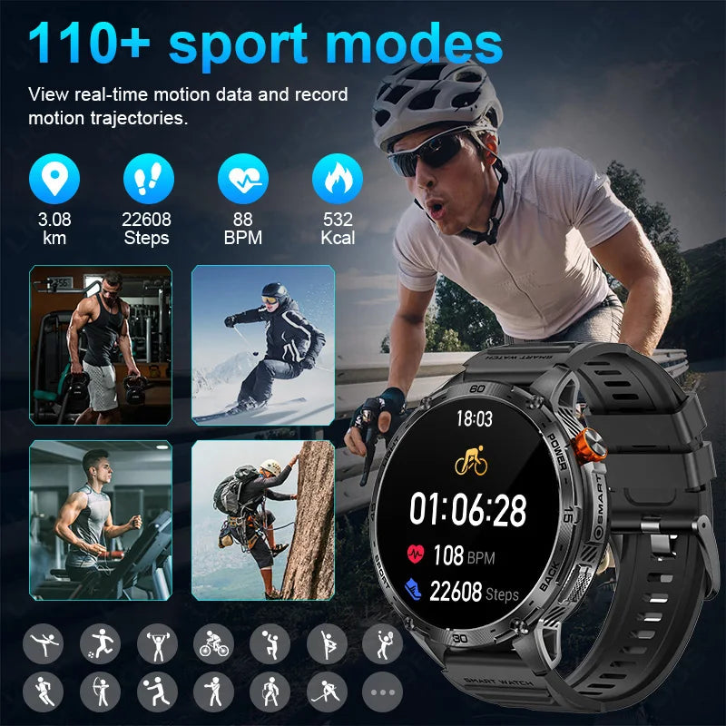 Smartwatch Homme 2026 Écran AMOLED 1.75" Ultra HD – Batterie 730mAh Bluetooth Appel Sport Android iOS