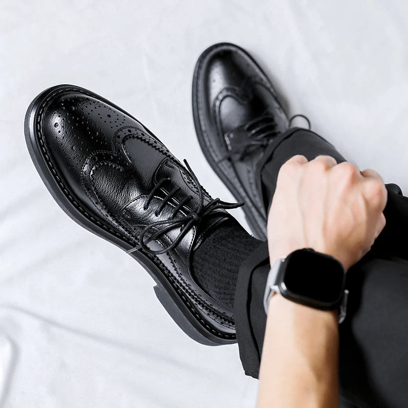 Brogues Oxfords Patent Leather Homme – Lacets Formal Noir Mariage Fête Dress Shoes