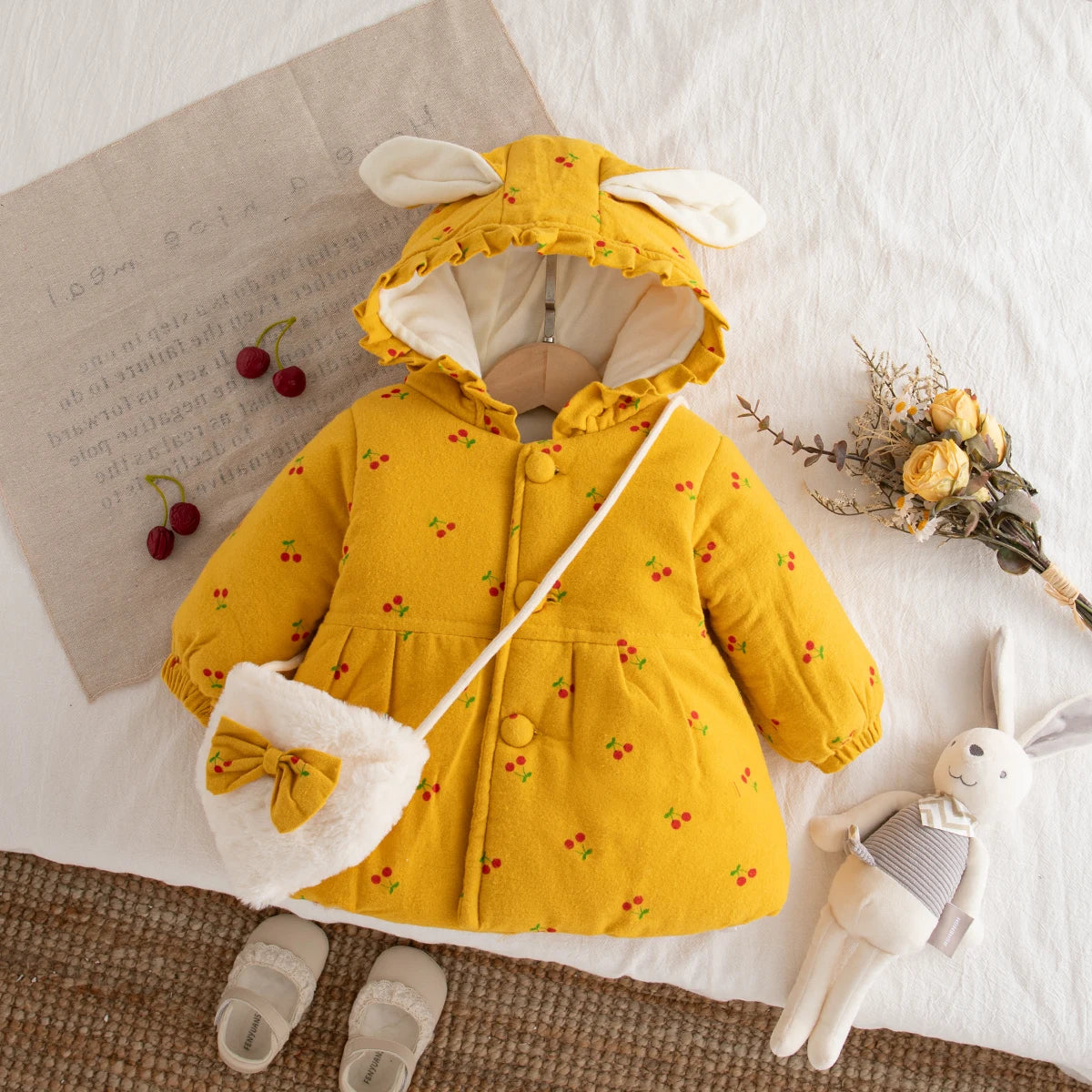 Veste Bébé Fille Hiver à Capuche – Manteau Chaud Épais Mignon 9 Mois à 3 Ans