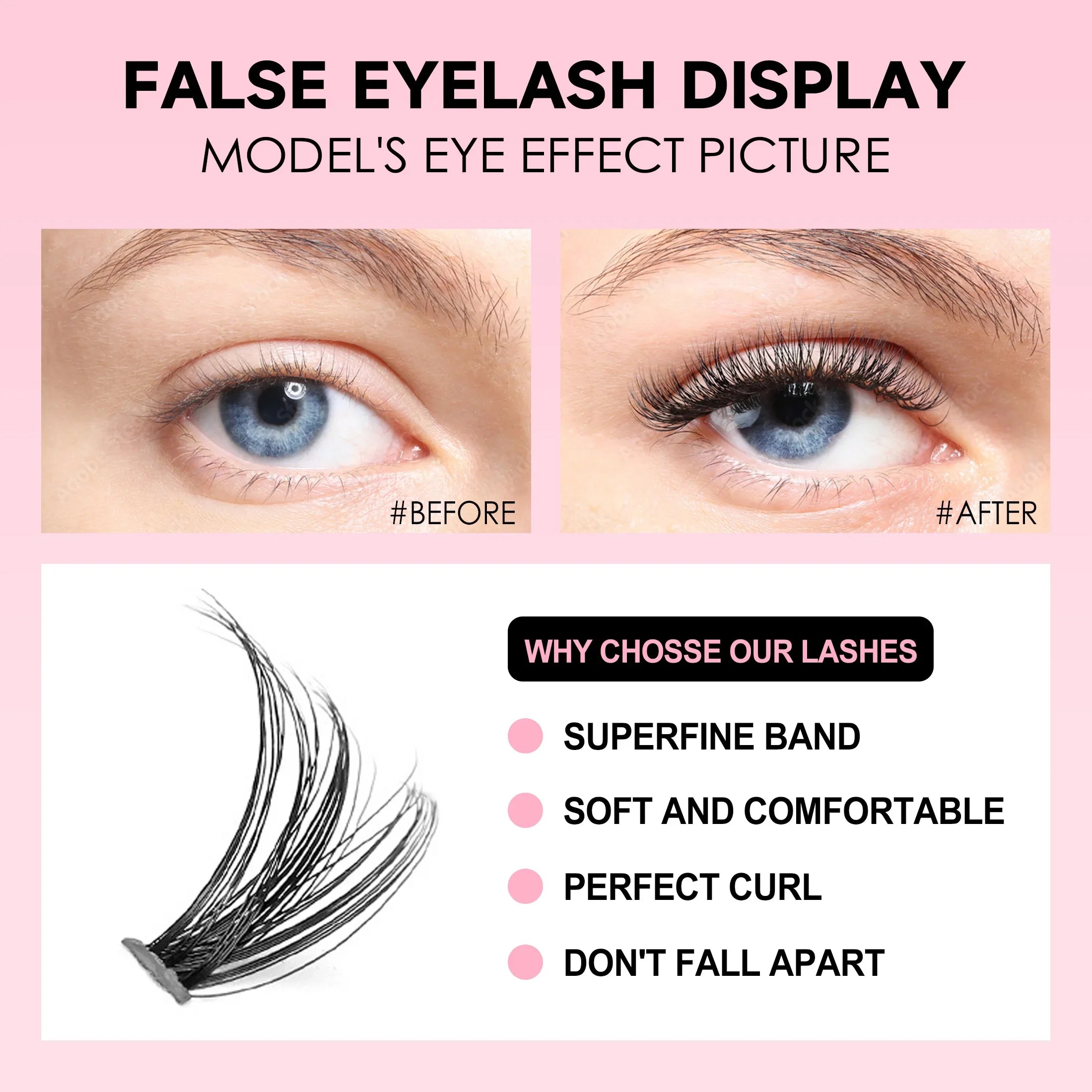 Kit Extension Cils DIY 200 Pcs – Clusters Lash Bond & Seal | Outils Collage Cils Accessoires Maquillage