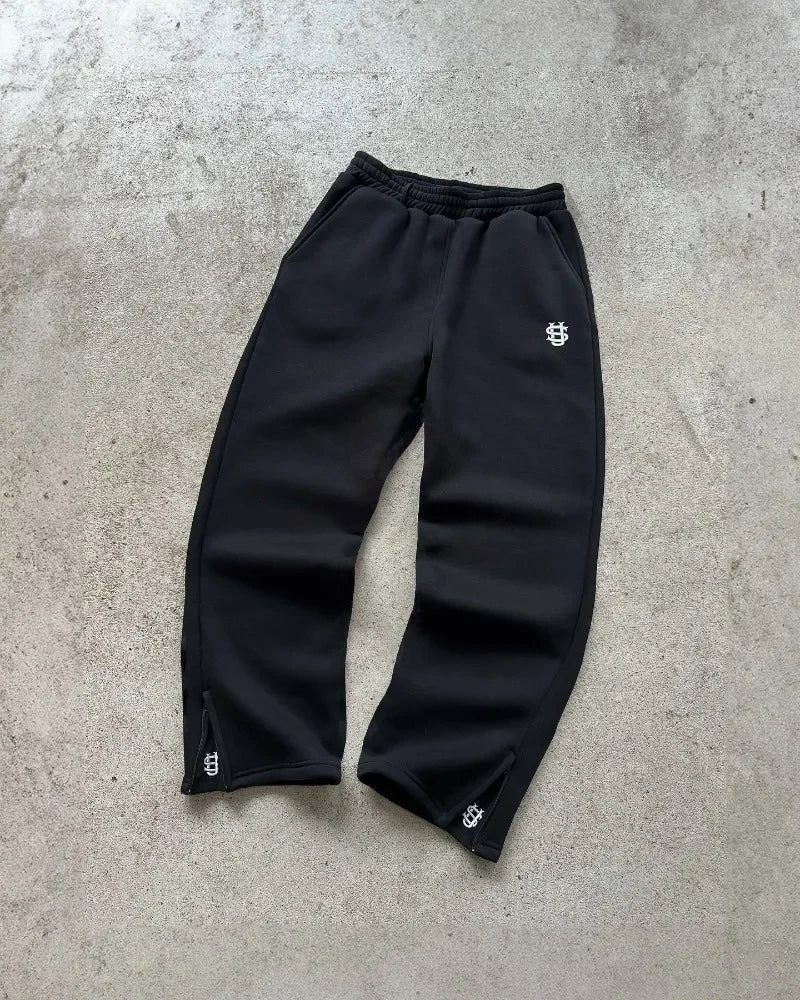 Pantalon Homme Y2K Rétro Loose Droit – Zip Bas de Jambe Broderie Hip Hop Harajuku Streetwear Casual | Mode Homme Premium