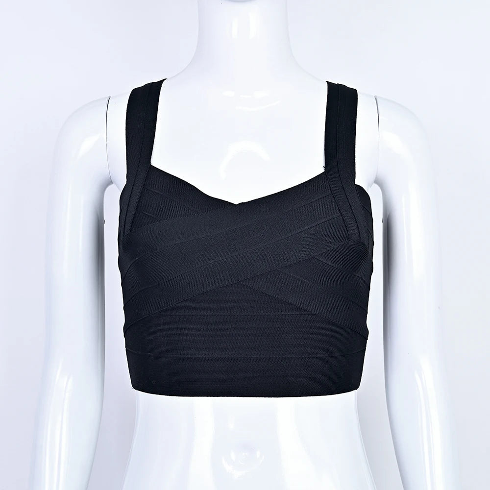 Crop Top Femme Bretelles Fines Bandage Élastique Vintage – Caraco Streetwear Blanc Noir Rouge | Soirée & Quotidien