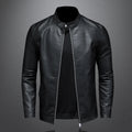 Herren-PU-Lederjacke, schmal geschnitten, Stehkragen, Motorrad, Biker, modisch, leger, Frühling, Herbst, elegant, trendig, robust – Premium Biker Motorrad Lederjacke | Premium Biker Motorrad Mode für Herren