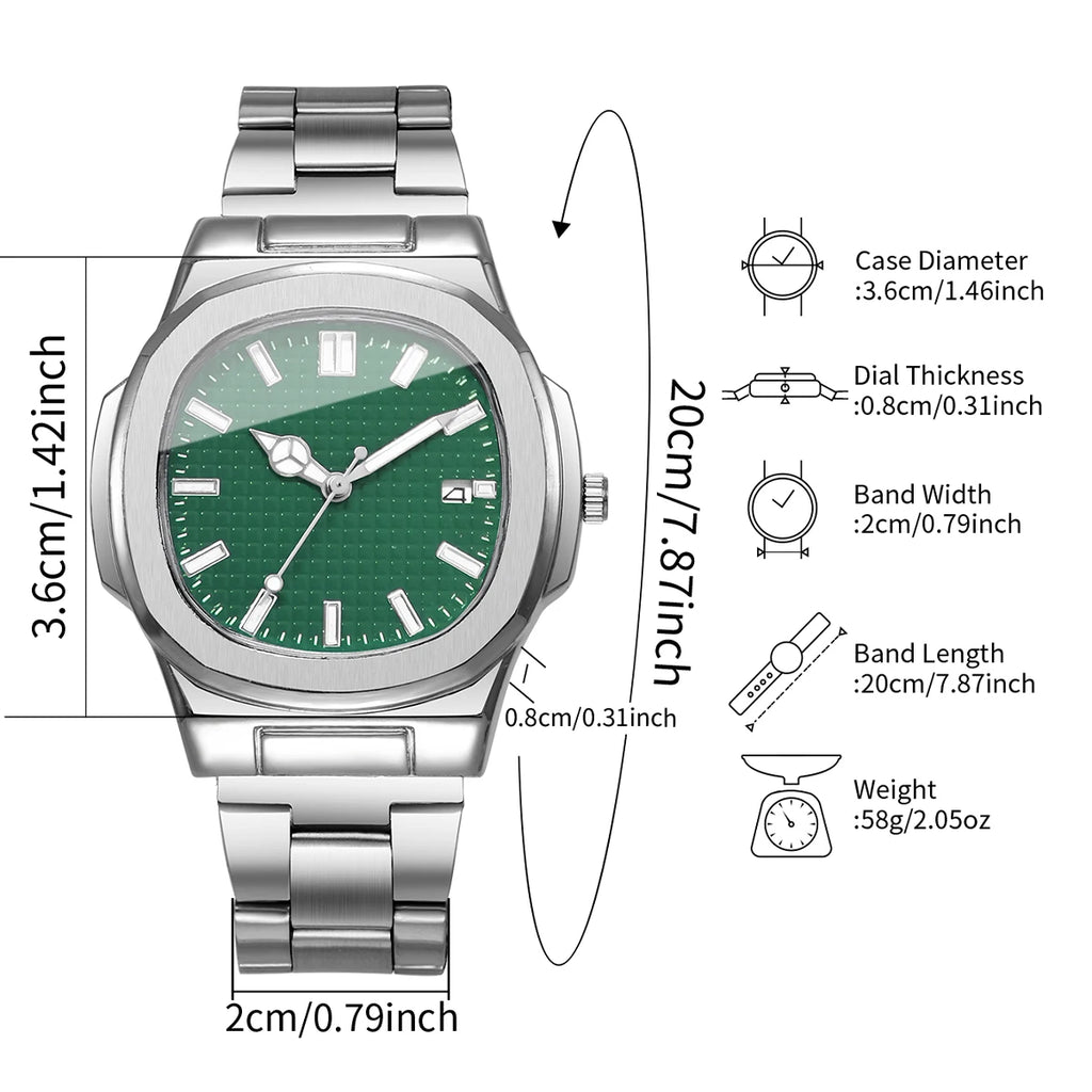 Lot 2 ou 4 Montres Homme Business Quartz Carré Calendrier – Set Fashion Casual Sans Boîte