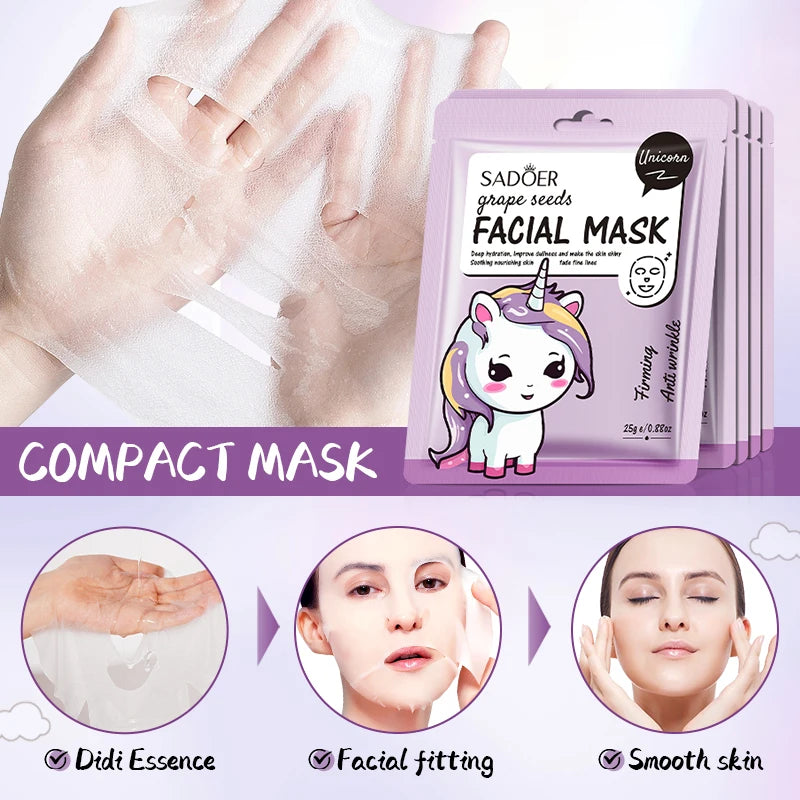 Masques Visage Fruits Frais SADOER – Lot de 5 | Hydratation, Éclat & Apaisement | Soin Peau Quotidien