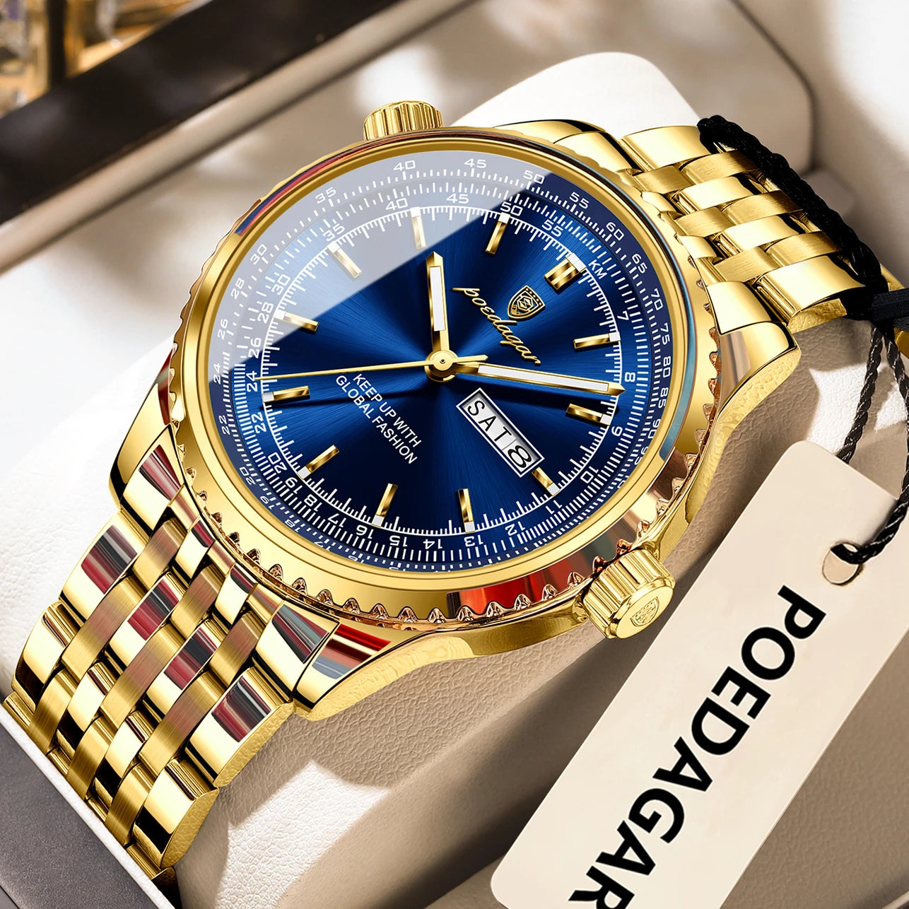 Montre Homme POEDAGAR Militaire Luxe Quartz – Acier Date Semaine Lumineux Étanche Fashion