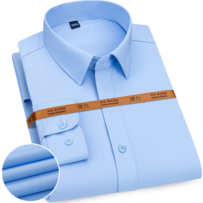 Chemise Homme Slim Fit Couleur Unie – Business Casual Classique Manches Longues Légère | Mode Homme Premium